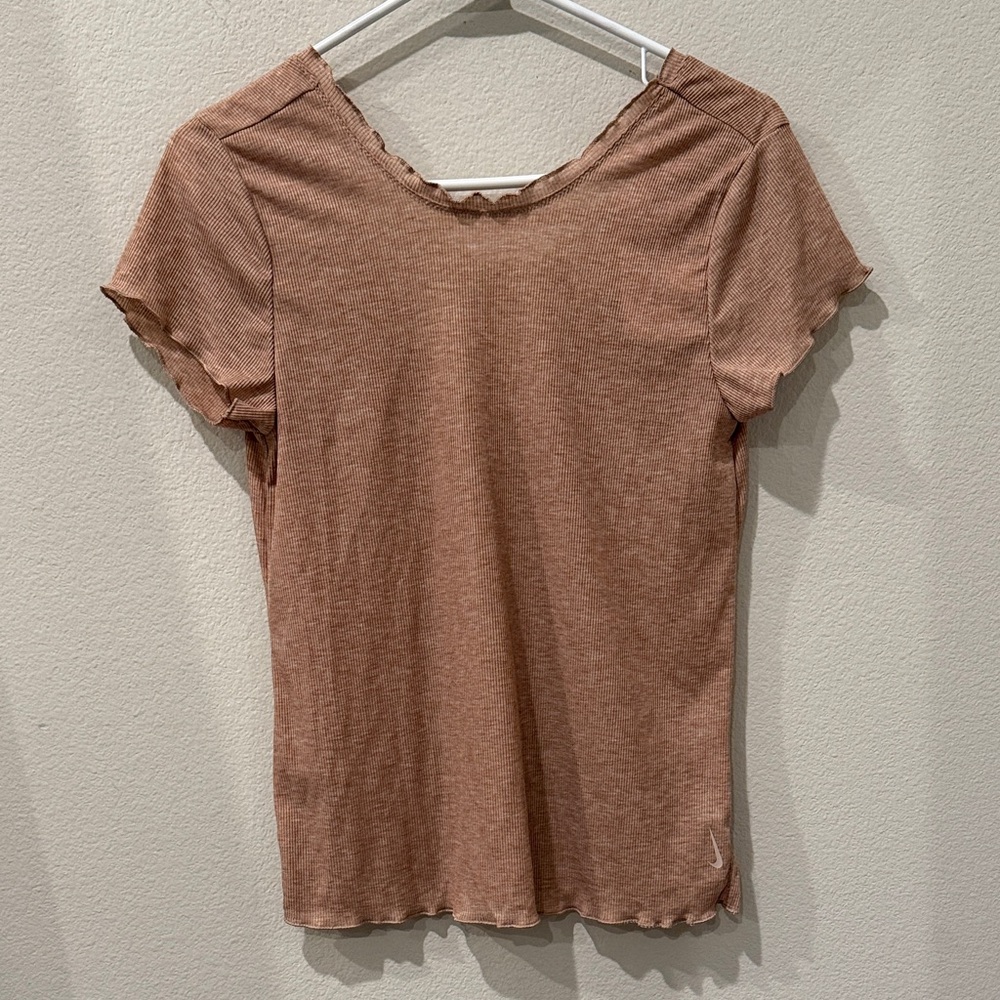 Nike Yoga Luxe Brown Lettuce Edge Women's‎ Top NWT size XS